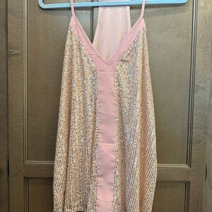 Pink Sequin Spaghetti Strap tank top Large